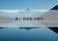 道丁 则将至 行而不